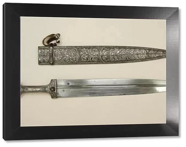 Dagger (Kindjal) with Scabbard, Caucasian, possibly Kubachi, Dagestan, dated A. H. 1234  /  A
