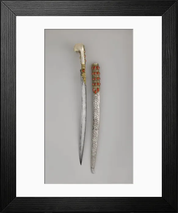 Framed Print : Yatagan with Scabbard, Anatolian or Balkan, dated 1802-3. Creator: Unknown Framed Print : Yatagan with Scabbard, Anatolian or Balkan, dated 1802-3. Creator: Unknown