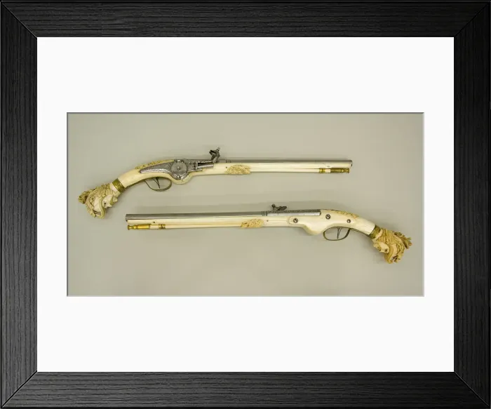 Framed Print : Pair of Wheellock Pistols, Dutch, Mstricht, ca. 1655-65. Creator: Unknown Framed Print : Pair of Wheellock Pistols, Dutch, Mstricht, ca. 1655-65. Creator: Unknown