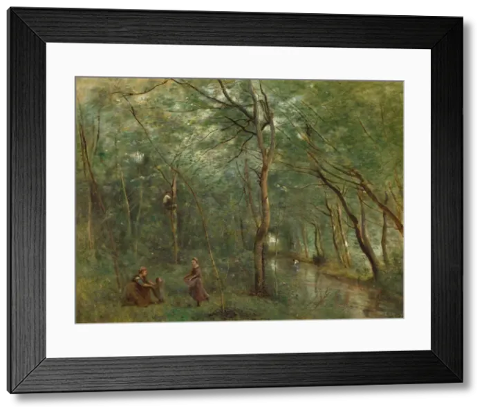 Framed Print : The Eel Gatherers, 1860 / 1865. Creator: Jean-Baptiste-Camille Corot Framed Print : The Eel Gatherers, 1860 / 1865. Creator: Jean-Baptiste-Camille Corot