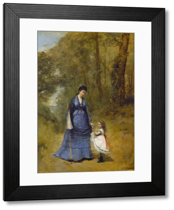 Framed Print : Madame Stumpf and Her Daughter, 1872. Creator: Jean-Baptiste-Camille Corot Framed Print : Madame Stumpf and Her Daughter, 1872. Creator: Jean-Baptiste-Camille Corot