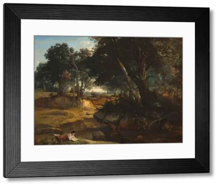 Framed Print : Forest of Fontainebleau, 1834. Creator: Jean-Baptiste-Camille Corot Framed Print : Forest of Fontainebleau, 1834. Creator: Jean-Baptiste-Camille Corot