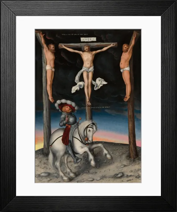 Framed Print : The Crucifixion with the Converted Centurion, 1536. Creator: Lucas Cranach the Elder Framed Print : The Crucifixion with the Converted Centurion, 1536. Creator: Lucas Cranach the Elder
