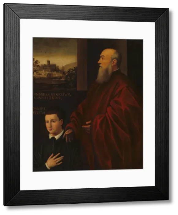Framed Print : Andrea Renier and His Son Daniele, c. 1560 / 1566. Creator: Unknown Framed Print : Andrea Renier and His Son Daniele, c. 1560 / 1566. Creator: Unknown