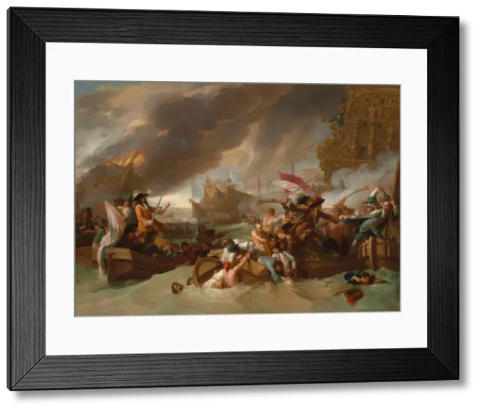 Framed Print : The Battle of La Hogue, 1778. Creator: Benjamin West Framed Print : The Battle of La Hogue, 1778. Creator: Benjamin West