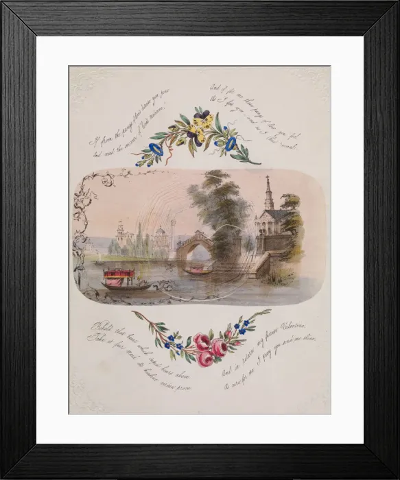 Framed Print : Double cobweb valentine with Venetian scene, 1830-50. Creator: Anon Framed Print : Double cobweb valentine with Venetian scene, 1830-50. Creator: Anon