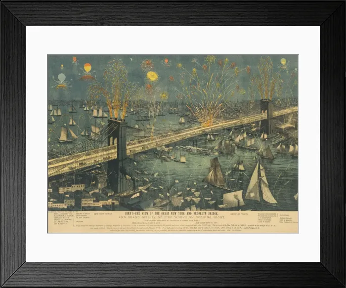 Framed Print : Bird s-Eye View of the Great New York and Brooklyn Bridge Framed Print : Bird s-Eye View of the Great New York and Brooklyn Bridge