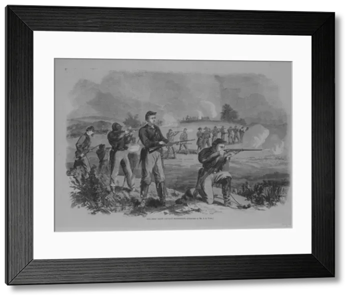 Framed Print : The First Maine Cavalry Skirmishing, 1863. Creator: Alfred Waud Framed Print : The First Maine Cavalry Skirmishing, 1863. Creator: Alfred Waud