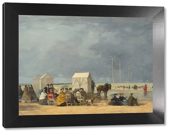 Bathing Time at Deauville, 1865. Creator: Eugene Louis Boudin