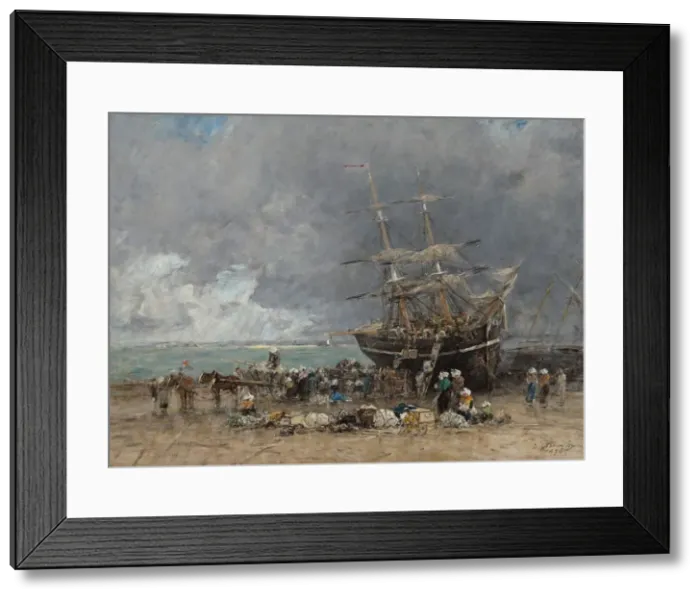 Framed Print : Return of the Terre-Neuvier, 1875. Creator: Eugene Louis Boudin Framed Print : Return of the Terre-Neuvier, 1875. Creator: Eugene Louis Boudin