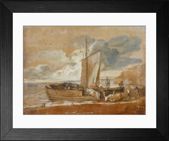 Framed Print : A Cattle Ferry, 1784-1788. Creator: Thomas Gainsborough Framed Print : A Cattle Ferry, 1784-1788. Creator: Thomas Gainsborough
