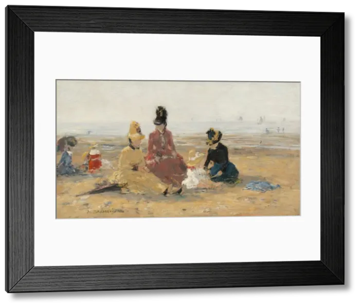 Framed Print : On the Beach, Trouville, 1887. Creator: Eugene Louis Boudin Framed Print : On the Beach, Trouville, 1887. Creator: Eugene Louis Boudin
