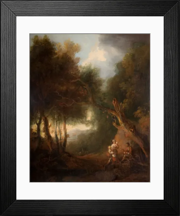 Framed Print : A Wooded Landscape, Autumn Evening, probably c. 1800. Creator: Unknown Framed Print : A Wooded Landscape, Autumn Evening, probably c. 1800. Creator: Unknown