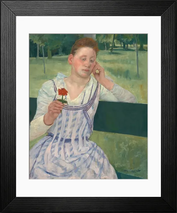Framed Print : Woman with a Red Zinnia, 1891. Creator: Mary Cassatt Framed Print : Woman with a Red Zinnia, 1891. Creator: Mary Cassatt
