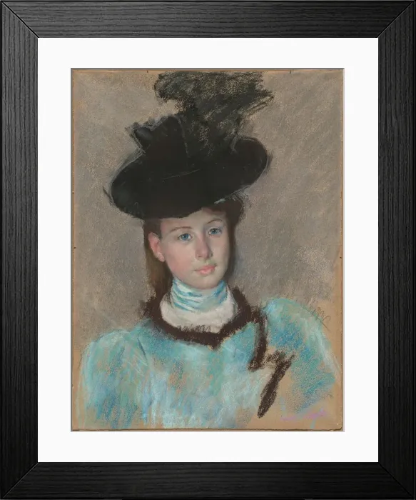 Framed Print : The Black Hat, c. 1890. Creator: Mary Cassatt Framed Print : The Black Hat, c. 1890. Creator: Mary Cassatt