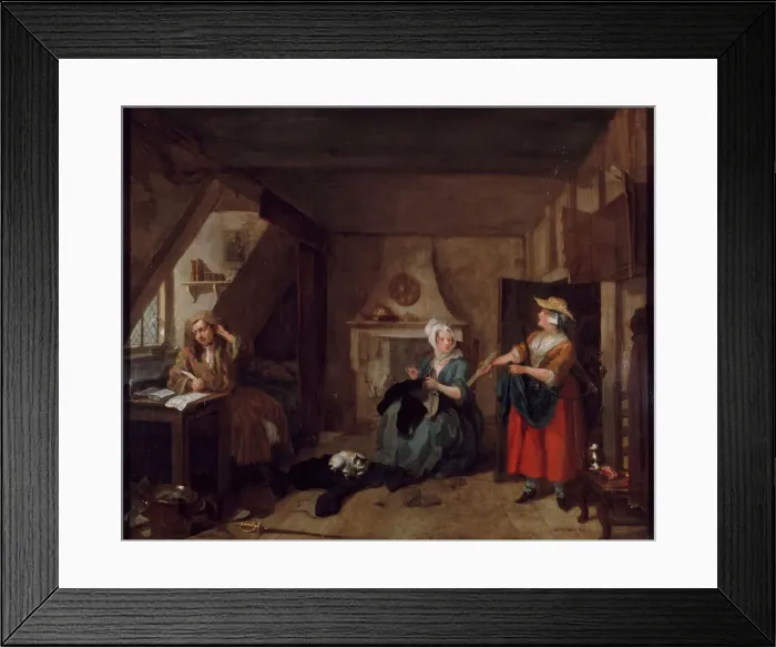 Framed Print : The Distressed Poet, 1733-1735. Creator: William Hogarth Framed Print : The Distressed Poet, 1733-1735. Creator: William Hogarth