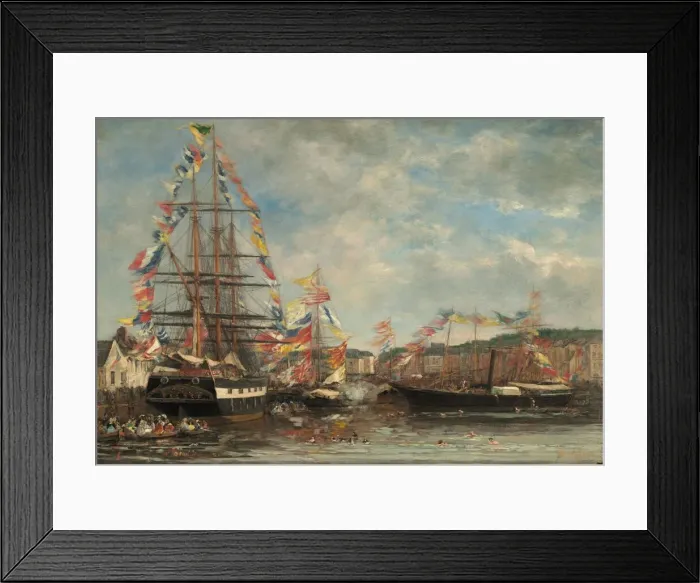 Framed Print : Festival in the Harbor of Honfleur, 1858. Creator: Eugene Louis Boudin Framed Print : Festival in the Harbor of Honfleur, 1858. Creator: Eugene Louis Boudin