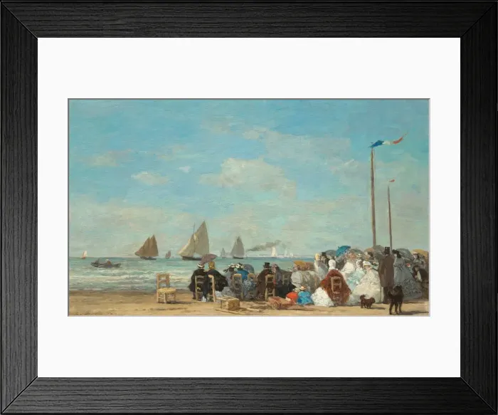 Framed Print : Beach Scene at Trouville, 1863. Creator: Eugene Louis Boudin