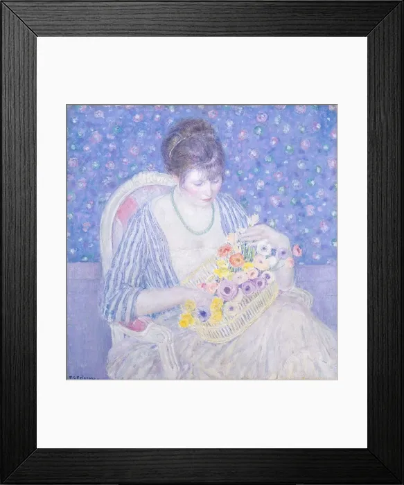 Framed Print : The Basket of Flowers, c. 1913 / 1917. Creator: Frederick Carl Frieseke Framed Print : The Basket of Flowers, c. 1913 / 1917. Creator: Frederick Carl Frieseke