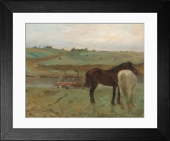 Framed Print : Horses in a Meadow, 1871. Creator: Edgar Degas Framed Print : Horses in a Meadow, 1871. Creator: Edgar Degas