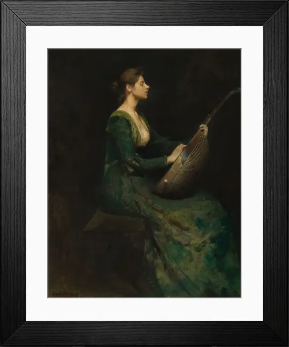 Framed Print : Lady with a Lute, 1886. Creator: Thomas W Dewing Framed Print : Lady with a Lute, 1886. Creator: Thomas W Dewing