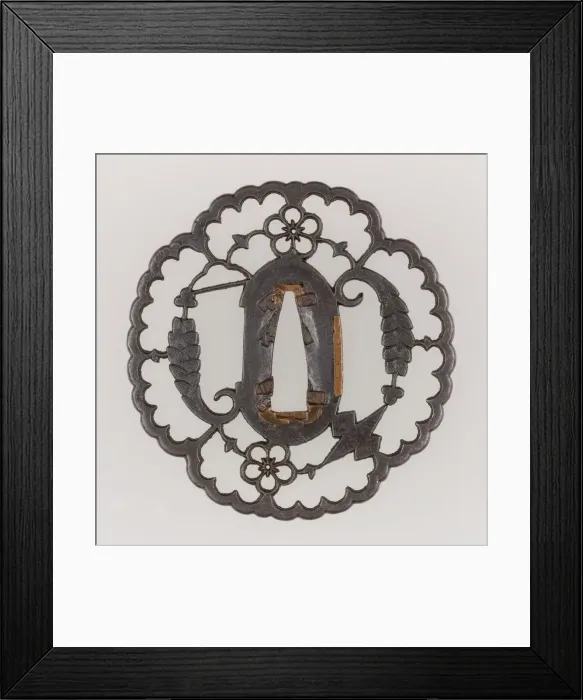 Framed Print : Sword Guard (Tsuba), Japanese, late 16th century. Creator: Kyosukashi School Framed Print : Sword Guard (Tsuba), Japanese, late 16th century. Creator: Kyosukashi School
