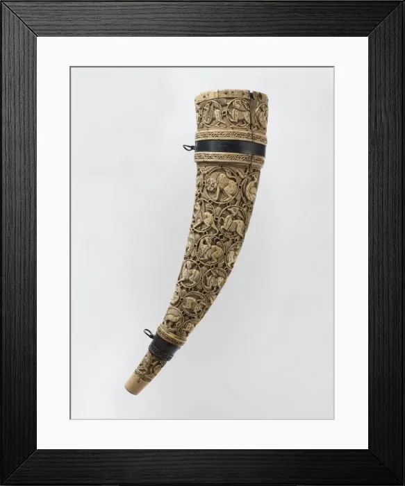 Framed Print : Horn (Oliphant), South Italian, horn, 11th-12th century. Creator: Unknown Framed Print : Horn (Oliphant), South Italian, horn, 11th-12th century. Creator: Unknown