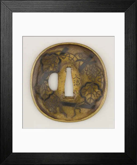 Framed Print : Sword guard (Tsuba) With Grapevines on Trellis Motif (???? Framed Print : Sword guard (Tsuba) With Grapevines on Trellis Motif (????
