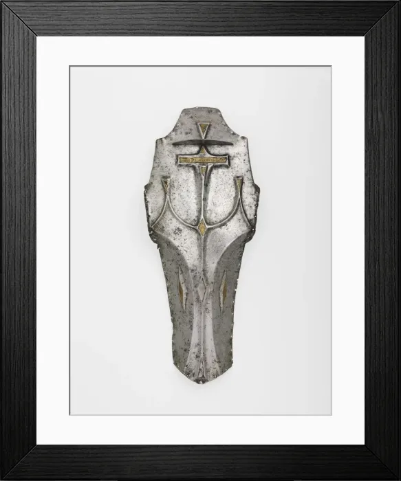 Framed Print : Shaffron (Horses Head Defense), Turkish, possibly 16th century. Creator: Unknown Framed Print : Shaffron (Horses Head Defense), Turkish, possibly 16th century. Creator: Unknown