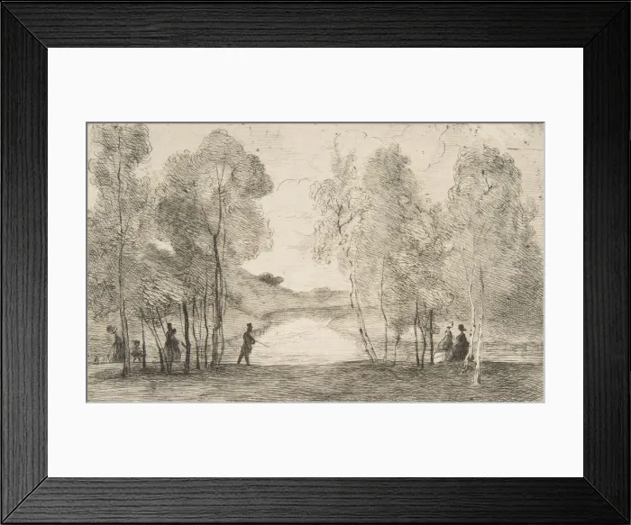 Framed Print : La lac du Bois de Boulogne, around 1858. Creator: Felix Bracquemond Framed Print : La lac du Bois de Boulogne, around 1858. Creator: Felix Bracquemond