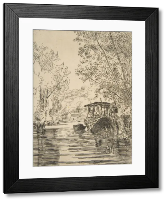 Framed Print : The Dyers Boat (Bas-Meudon), ca. 1868. Creator: Felix Bracquemond Framed Print : The Dyers Boat (Bas-Meudon), ca. 1868. Creator: Felix Bracquemond