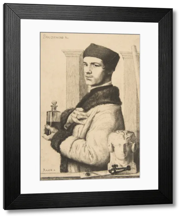 Framed Print : Portrait of Felix Bracquemond in 1852, 1878. Creator: Paul Adolphe Rajon Framed Print : Portrait of Felix Bracquemond in 1852, 1878. Creator: Paul Adolphe Rajon