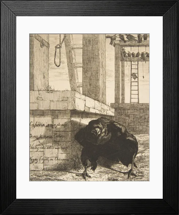 Framed Print : Le Corbeau, 1859. Creator: Felix Bracquemond Framed Print : Le Corbeau, 1859. Creator: Felix Bracquemond