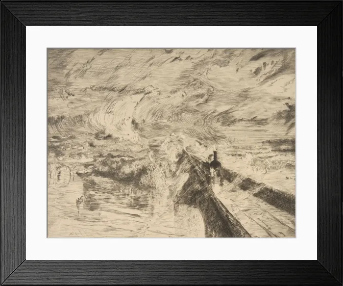 Framed Print : La locomotive, 1873. Creator: Felix Bracquemond Framed Print : La locomotive, 1873. Creator: Felix Bracquemond