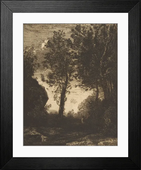Framed Print : Coucher de soleil, 1858?. Creator: Felix Bracquemond Framed Print : Coucher de soleil, 1858?. Creator: Felix Bracquemond