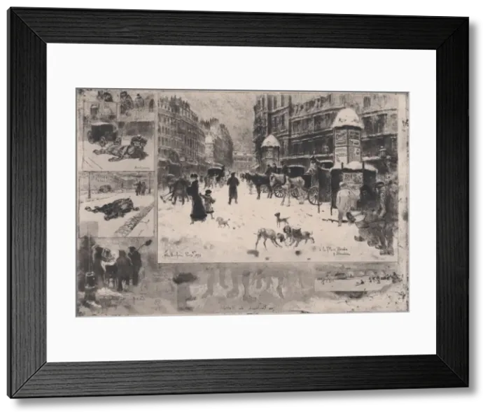 Framed Print : Winter in Paris, or Snow in Paris, 1879. Creator: Felix Hilaire Buhot Framed Print : Winter in Paris, or Snow in Paris, 1879. Creator: Felix Hilaire Buhot