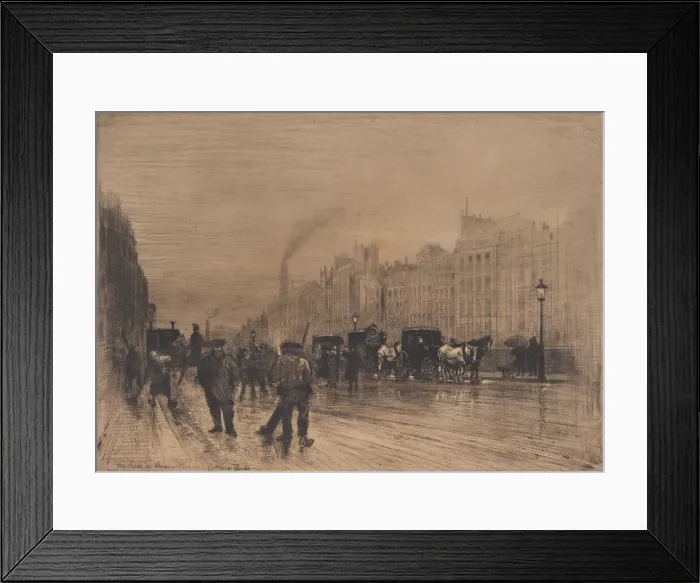 Framed Print : Winter Morning on the Quay, Paris, 1883. Creator: Felix Hilaire Buhot Framed Print : Winter Morning on the Quay, Paris, 1883. Creator: Felix Hilaire Buhot