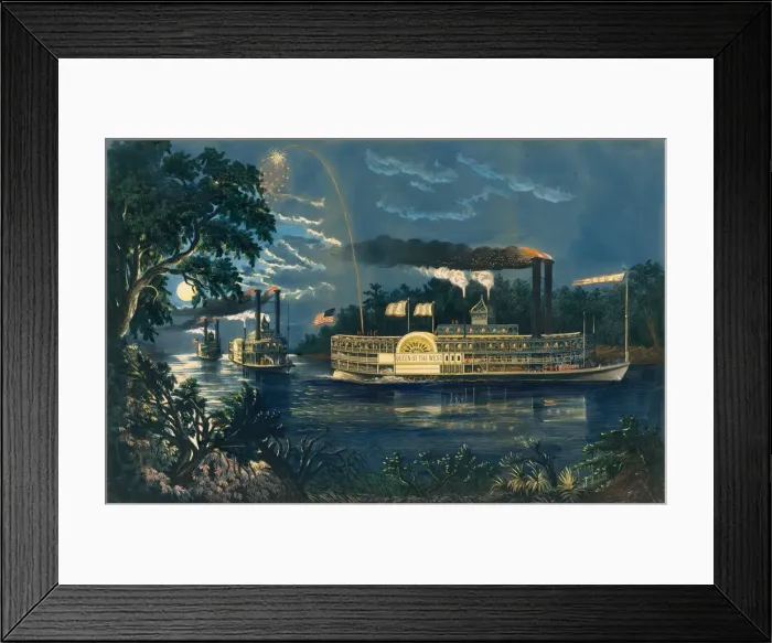 Framed Print : Rounding a Bend on the Mississippi - The Parting Salute, 1866 Framed Print : Rounding a Bend on the Mississippi - The Parting Salute, 1866