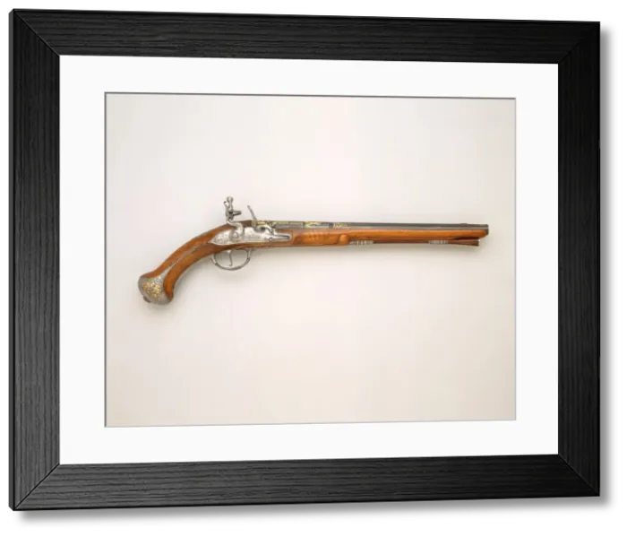 Framed Print : Flintlock Pistol Made for Charles XI of Sweden (1655-1697), French, Paris, dated 1676