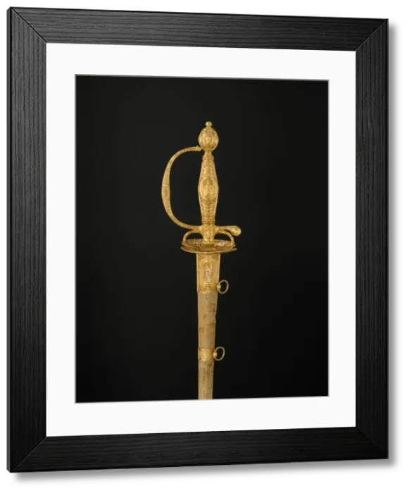 Framed Print : Smallsword with Scabbard, French, Paris, hallmarked 1773-74. Creator: Master GG