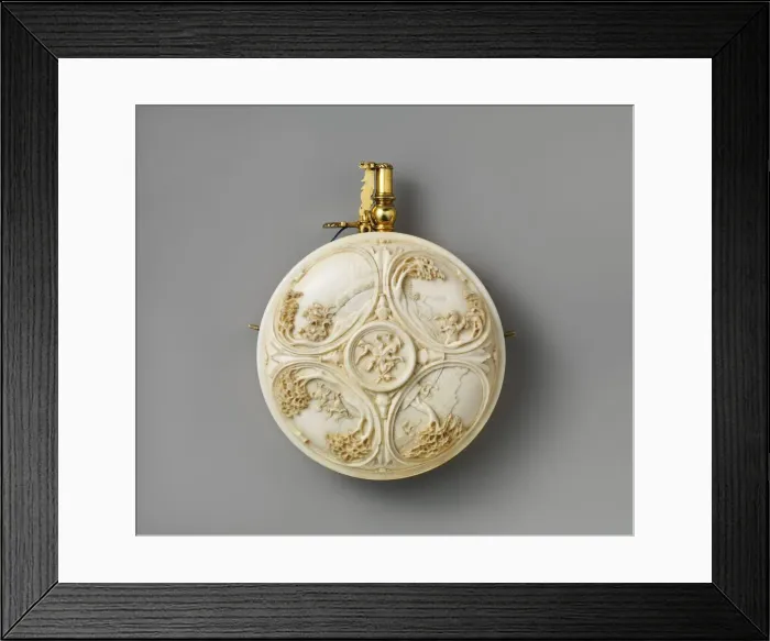Framed Print : Powder Flask, German, late 17th century. Creator: Unknown