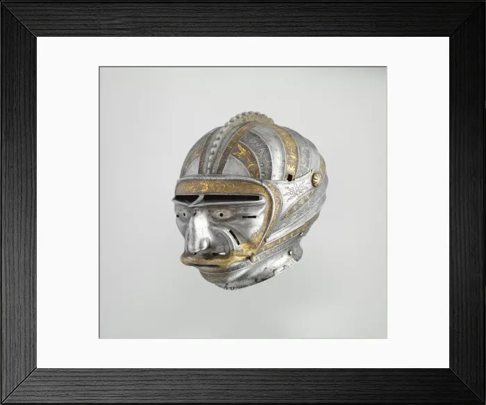 Framed Print : Close Helmet with Mask Visor in Form of a Human Face, German, Augsburg, ca. 1515 Framed Print : Close Helmet with Mask Visor in Form of a Human Face, German, Augsburg, ca. 1515