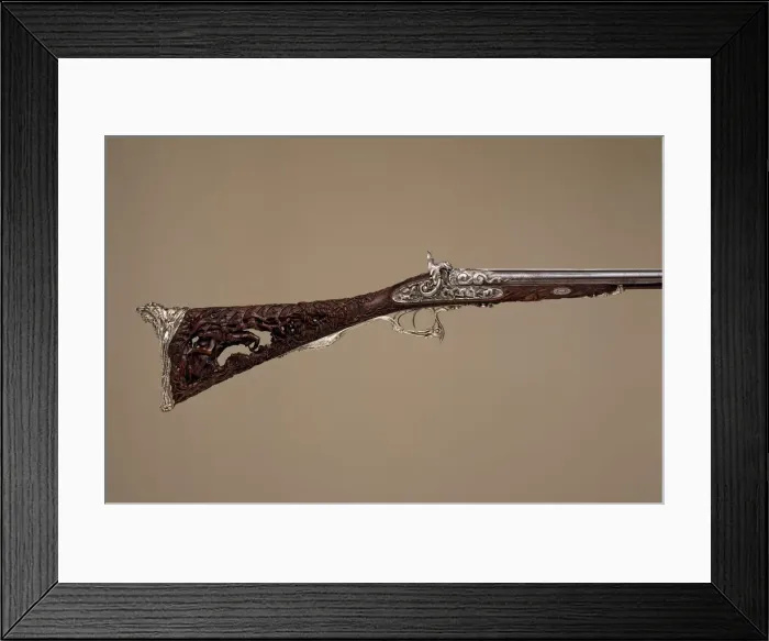 Framed Print : Double-Barreled Percussion Shotgun, French, Paris, dated 1854 Framed Print : Double-Barreled Percussion Shotgun, French, Paris, dated 1854