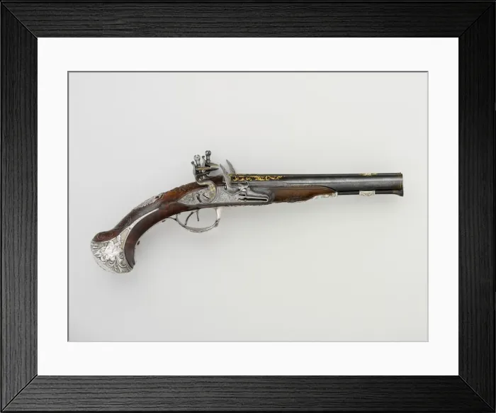 Framed Print : Pair of Double-Barreled Flintlock Pistols, French, Paris, 1752-53 Framed Print : Pair of Double-Barreled Flintlock Pistols, French, Paris, 1752-53
