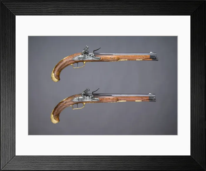 Framed Print : Pair of Flintlock Pistols, German, Regensburg, ca. 1760-70 Framed Print : Pair of Flintlock Pistols, German, Regensburg, ca. 1760-70