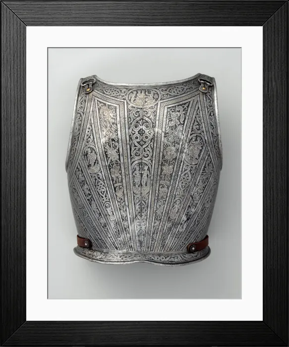Framed Print : Backplate of an armour for Vincenzo Luigi di Capua (d. 1627), Italian, Milan, ca. 1595