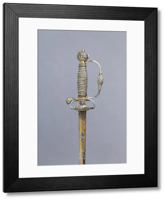 Framed Print : Smallsword, French, Paris; blade, German, hallmarked for 1694-95. Creator: Unknown Framed Print : Smallsword, French, Paris; blade, German, hallmarked for 1694-95. Creator: Unknown