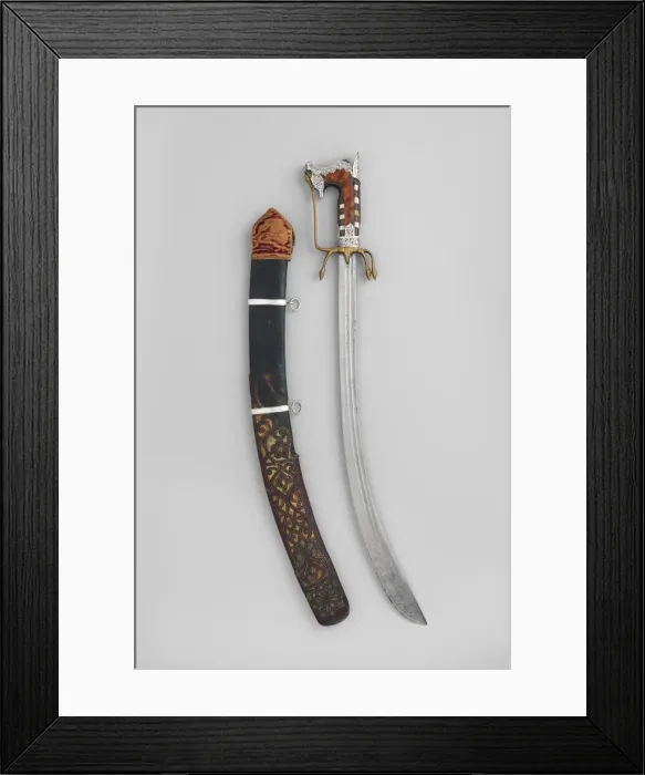 Framed Print : Nimcha with Scabbard... Algerian; blade, European... late 17th-early 18th century Framed Print : Nimcha with Scabbard... Algerian; blade, European... late 17th-early 18th century