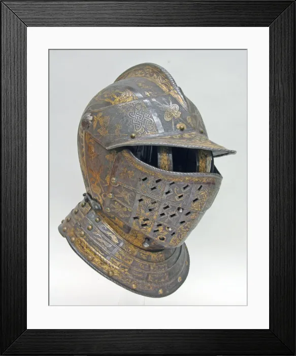 Framed Print : Close Helmet with Falling Buffe, Italian, Milan, ca. 1590-95. Creator: Pompeo della Cesa Framed Print : Close Helmet with Falling Buffe, Italian, Milan, ca. 1590-95. Creator: Pompeo della Cesa
