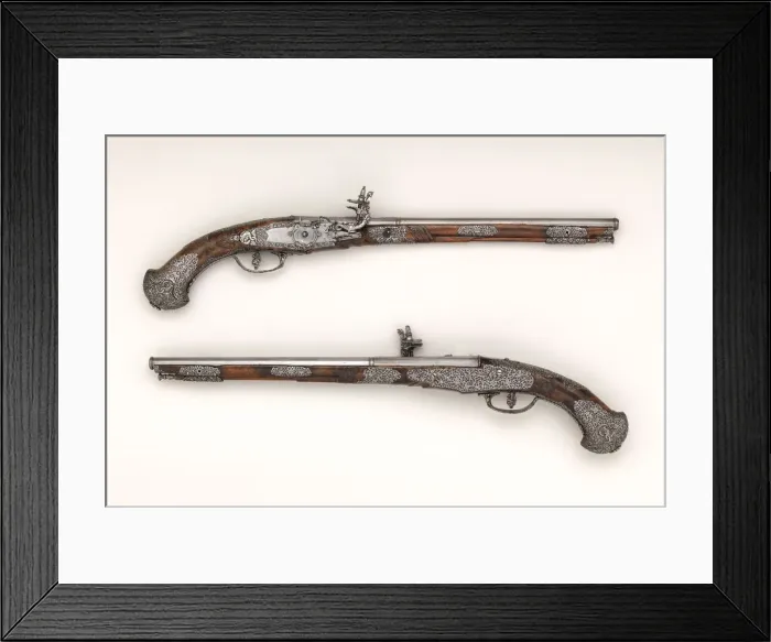 Framed Print : Pair of Wheellock Pistols, Italian, Brescia, mid-17th century Framed Print : Pair of Wheellock Pistols, Italian, Brescia, mid-17th century